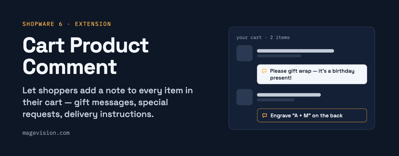 Cart Product Comment for Shopware 6